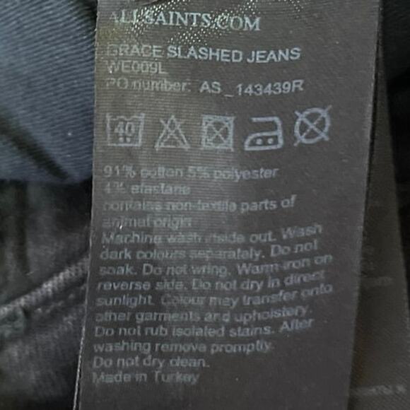AllSaints Womens Grace Slashed Black Skinny Mid Rise Distressed Denim Jeans 25 - Picture 5 of 6